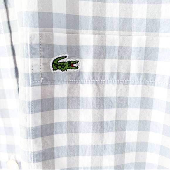 💙 Lacoste | Modern Fit Plaid Button Down - Picture 4 of 8